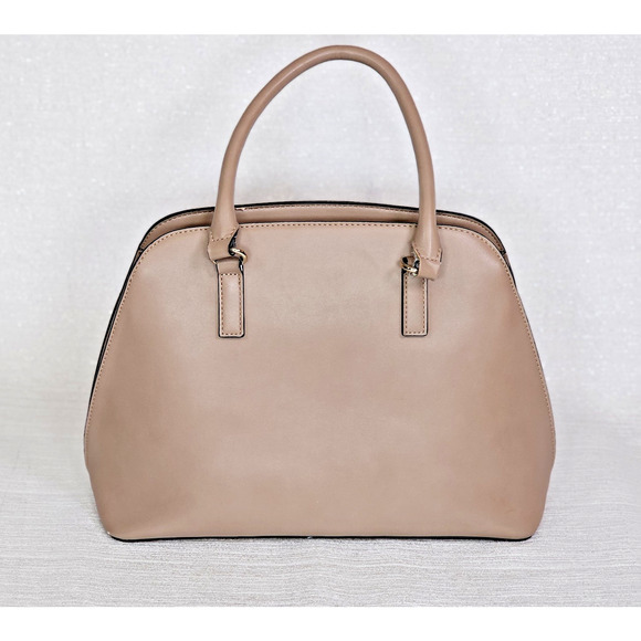 Kelly And Katie Purse Taupe Tan Beige Handbag Tote Shoulder Strap Laser Cut Gold - Picture 3 of 10